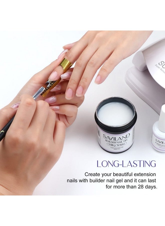 Saviland Led/U V Builder Nail Gel 3.53Oz White Nail Extension For Professional Salon Gel Builder For Nails Hard Gel For Diy Nail Art Supplies Manicure Set Gift For Women Ladies Girls  - Image 4