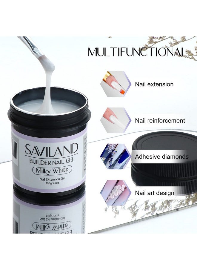 Saviland Led/U V Builder Nail Gel 3.53Oz White Nail Extension For Professional Salon Gel Builder For Nails Hard Gel For Diy Nail Art Supplies Manicure Set Gift For Women Ladies Girls  - Image 2