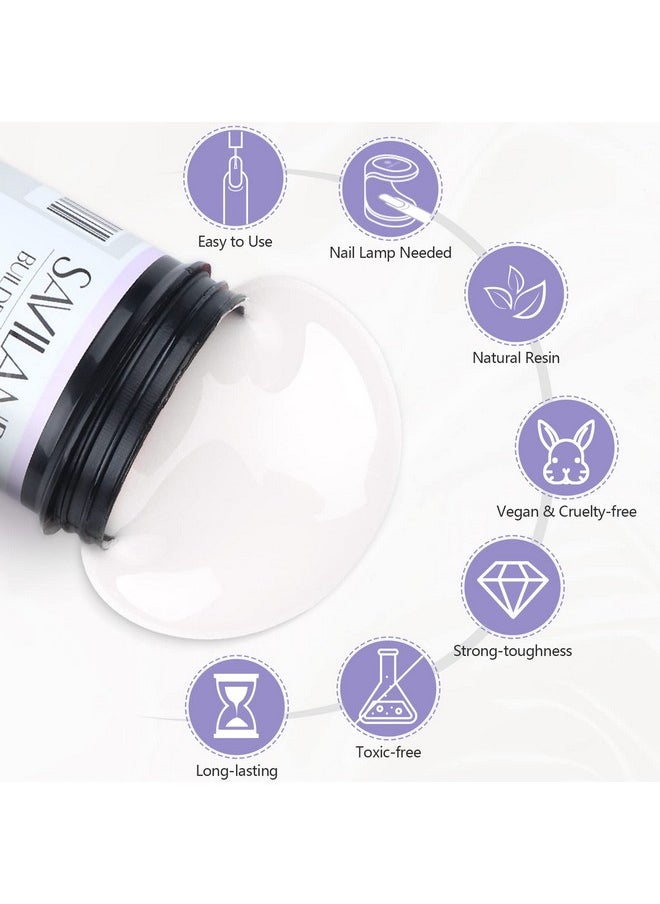 Saviland Led/U V Builder Nail Gel 3.53Oz White Nail Extension For Professional Salon Gel Builder For Nails Hard Gel For Diy Nail Art Supplies Manicure Set Gift For Women Ladies Girls  - Image 5