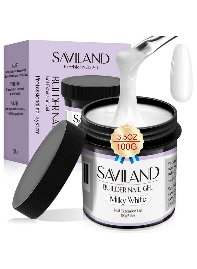 Saviland Led/U V Builder Nail Gel 3.53Oz White Nail Extension For Professional Salon Gel Builder For Nails Hard Gel For Diy Nail Art Supplies Manicure Set Gift For Women Ladies Girls  - Image 1