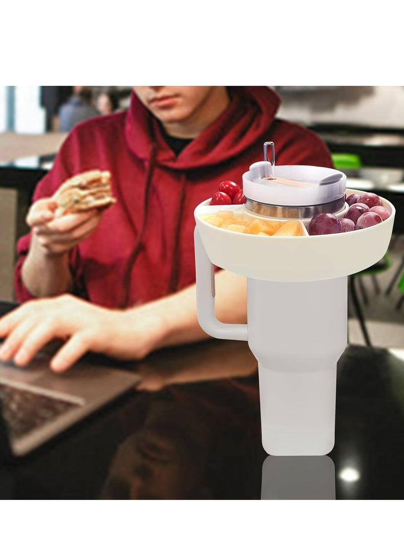 Oasisgalore White Snack Ring for Stanley Cup 40 oz with Handle, Reusable Snack Container, Portable Snack Bowl.  - Image 2