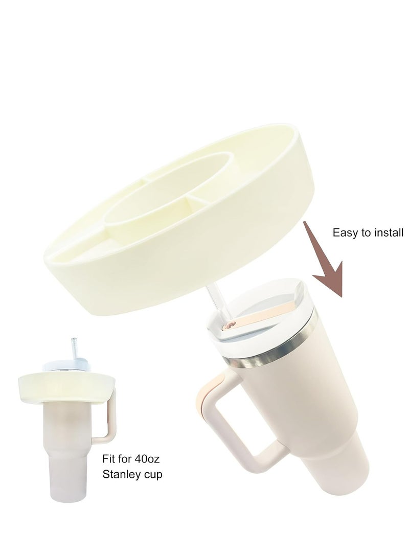 Oasisgalore White Snack Ring for Stanley Cup 40 oz with Handle, Reusable Snack Container, Portable Snack Bowl.  - Image 5