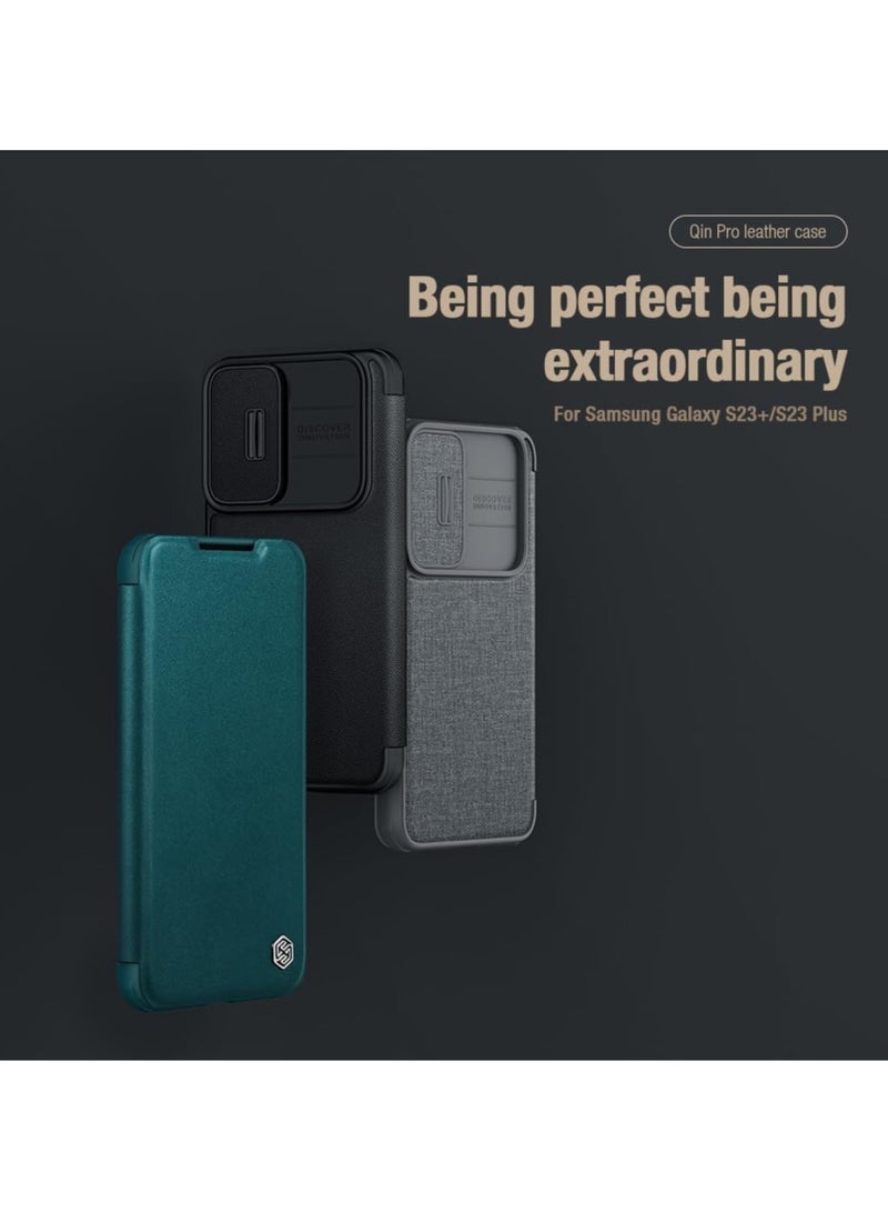 Nillkin Qin Pro Leather Cover Case Designed For Samsung Galaxy S23 Plus - Classical Grey - Image 5