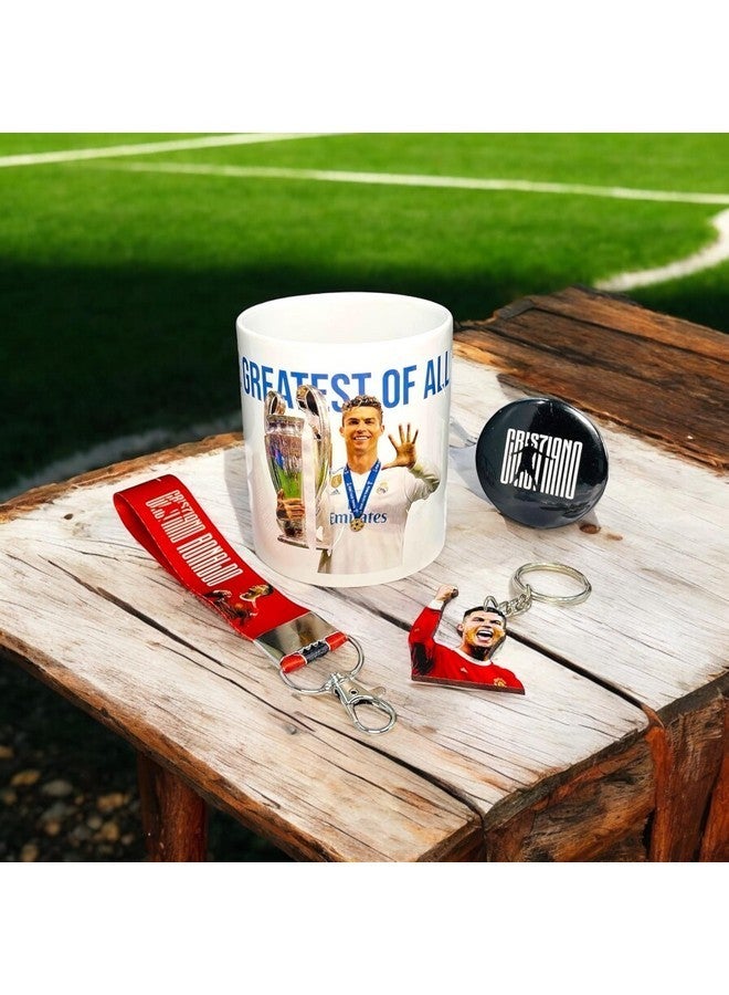 SINCE 7 STORE Cristiano Ronaldo Gift box for CR7 Fans, INCLUDES 4 products: 1 CR7 Mug, 1 Keychain, 1 Keychain Lanyard & 1 badge - Image 2
