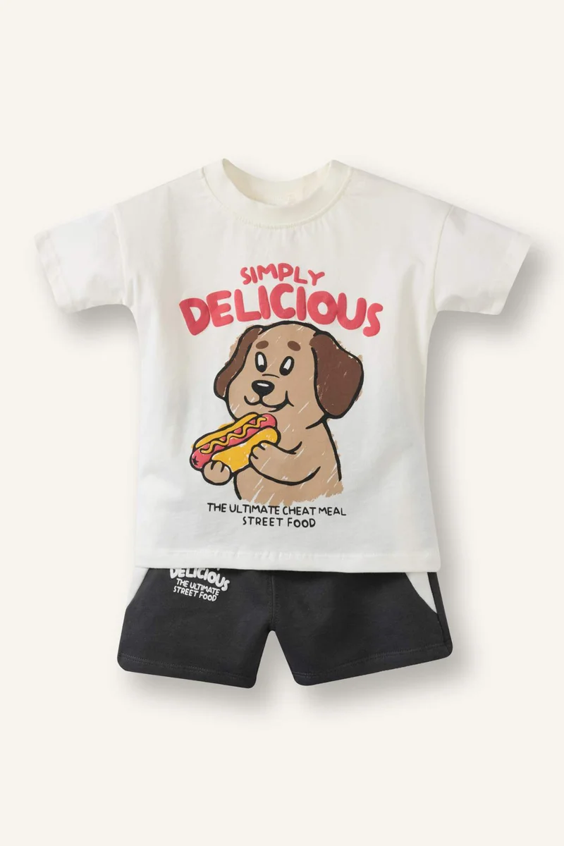 ديفاكتو Baby Boy Food Print 2 Piece Set