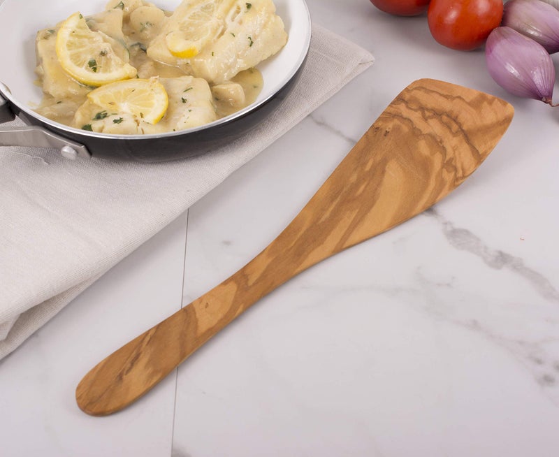 Eddingtons Eddington Italian Olive Wood Wide Spatula, Handcrafted in Europe, 12.5-Inches,Brown - Image 1