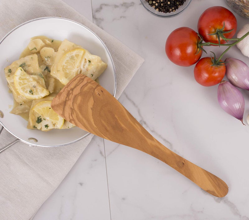 Eddingtons Eddington Italian Olive Wood Wide Spatula, Handcrafted in Europe, 12.5-Inches,Brown - Image 2
