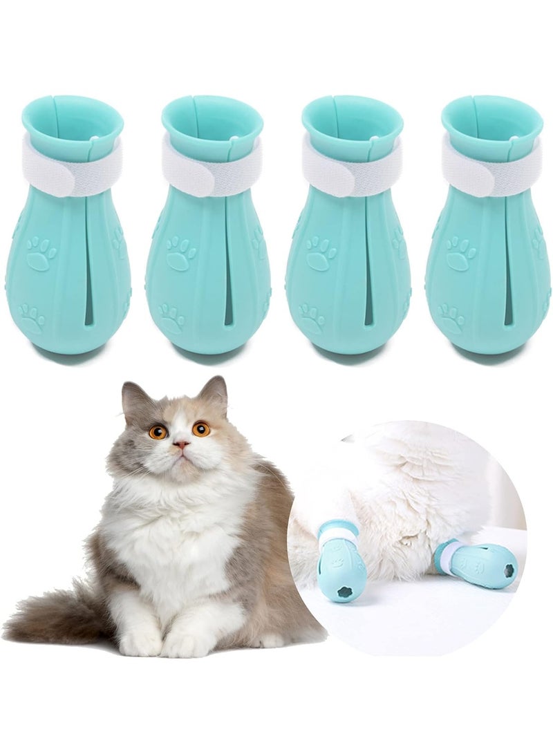 4 أحذية القط مناسبة فقط لأغطية كف القط ، والحماية ، والمخالب ، ومخالب الأحذية ، وأحذية الجرح ، وقفازات القط المقاومة للخدش السيليكون للاستحمام ، ومقاطع الأظافر ، وتنظيف الأذن ، إلخ - Image 1