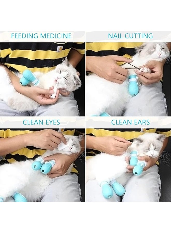 4 أحذية القط مناسبة فقط لأغطية كف القط ، والحماية ، والمخالب ، ومخالب الأحذية ، وأحذية الجرح ، وقفازات القط المقاومة للخدش السيليكون للاستحمام ، ومقاطع الأظافر ، وتنظيف الأذن ، إلخ - Image 2