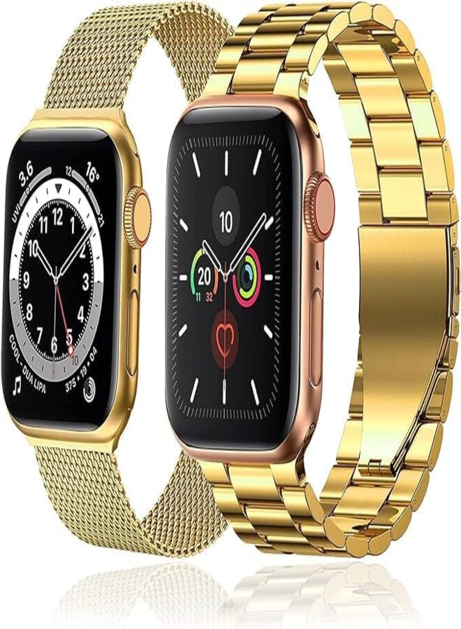 Next Next Store 2 Pack Metal Band Compatible with iWatch Ultra-Ultra2 Series 1/2/3/4/5/6/7/8/9 Stainless Steel Metal Strap 42mm 44mm 45mm 49mm Anti-Rust
