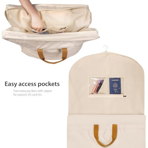 Zilink 72" Wedding Dress Garment Bag Dress Bags for Gowns Bridal Garment Bag for Long Dresses with 12”Gusseted and Accessory Pockets for Wedding Dress, Puffy Gowns [Upgraded Version], Beige - Image 4