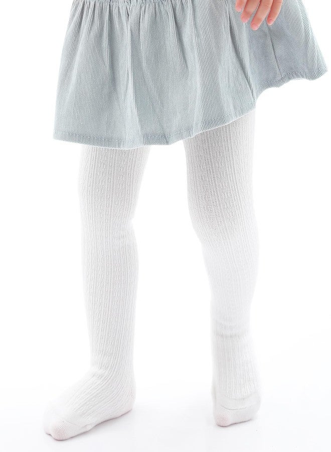 Mini angel Baby Tights 0-3 Months Girl Cable Knit Tights 3 Pack Baby Leggings Seamless Cotton Stockings Pantyhose for Newborn (Coffee+Khaki+Ivory, XXS) - Image 3