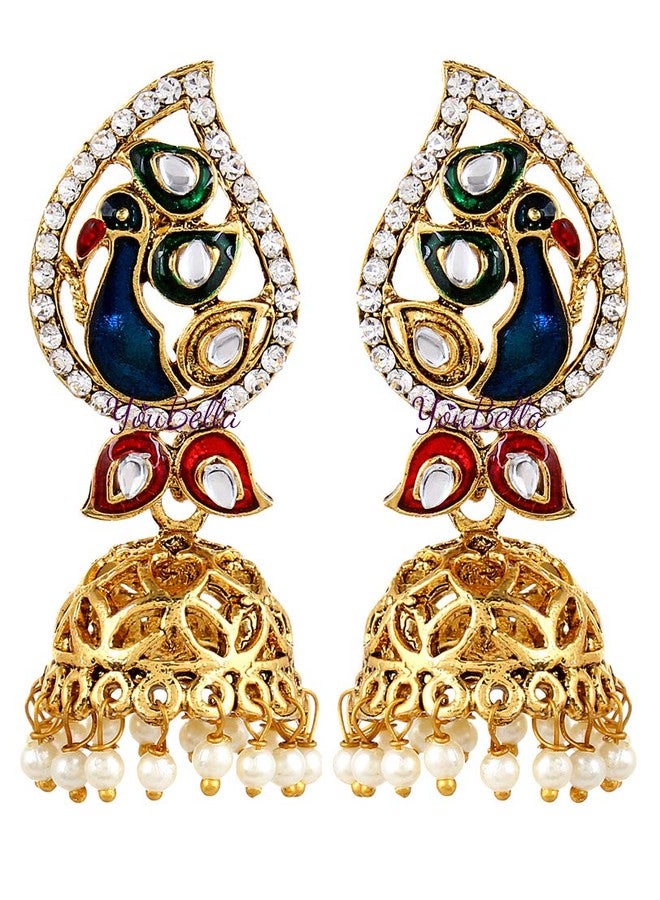 YouBella Jewellery Dancing Peacock Gold Plated Jhumki Earrings for Women Traditional Earrings for Girls