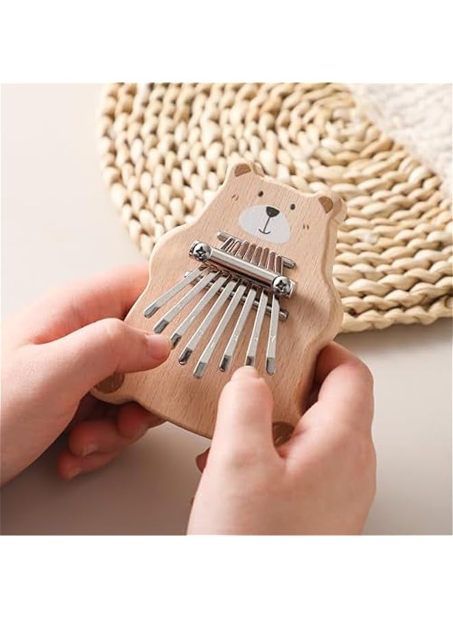 Generic Compact Wooden Bear Kalimba Thumb Piano for Travel, 8-Key Mini Instrument with Easy Sheet Music - Perfect Musical Gift for Birthdays/.  - Image 2