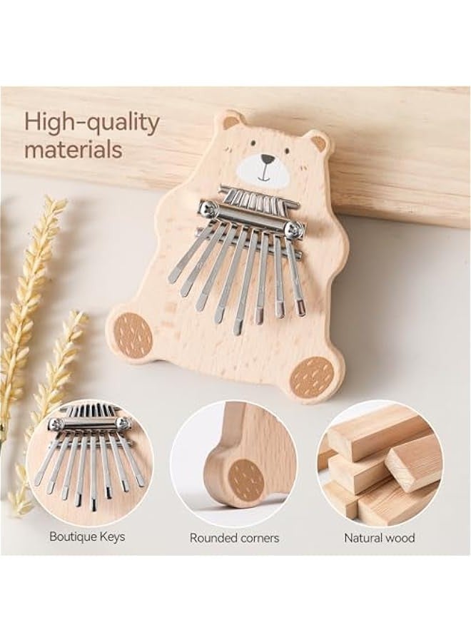 Generic Compact Wooden Bear Kalimba Thumb Piano for Travel, 8-Key Mini Instrument with Easy Sheet Music - Perfect Musical Gift for Birthdays/.  - Image 4