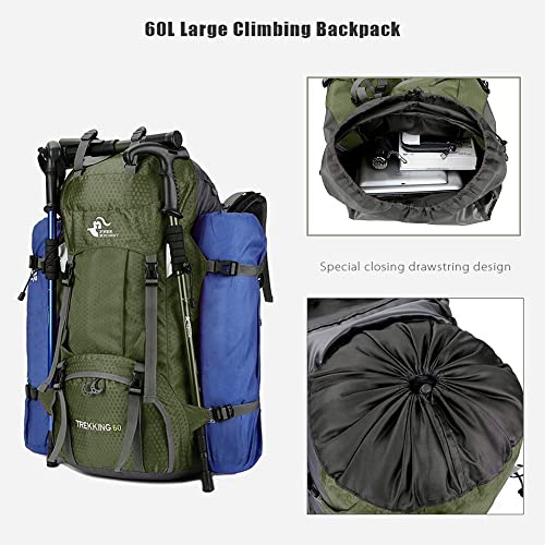 Bseash 60L Waterproof Hiking Camping Backpack with Rain Cover, Large Outdoor Sport Travel Daypack Rucksack for Climbing - Image 4