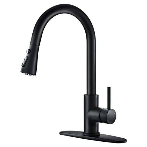 OWOFAN Black Kitchen Faucets with Pull Down Sprayer Kitchen Sink Faucet with Pull Out Sprayer Single Hole Deck Mount Single Handle Stainless Steel Grifos De Cocina 866068R - Image 1