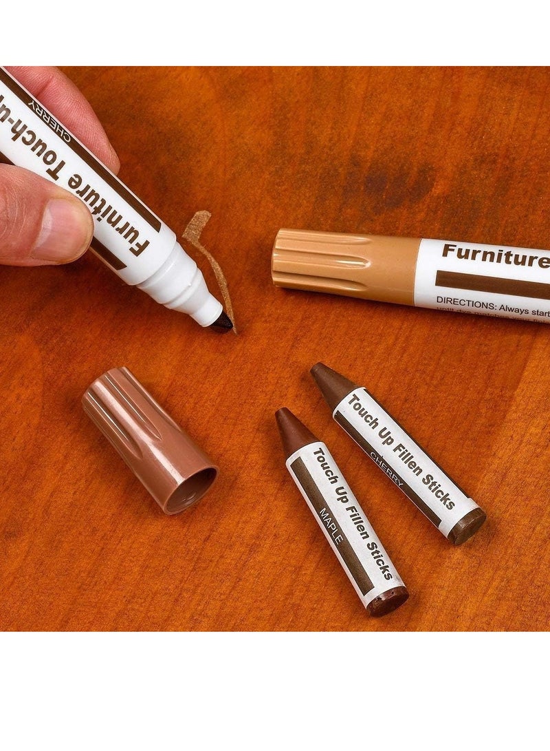 مجموعة إصلاح الأثاث، أقلام تحديد خشبية، أعواد شمع، مجموعة من 21 قلم تحديد وعصي شمع مع طقم مبراة لإصلاح الأثاث، خدوش الأرضيات، مجموعة نظام إصلاح الرتوش، حزمة استعادة الخشب - Image 4
