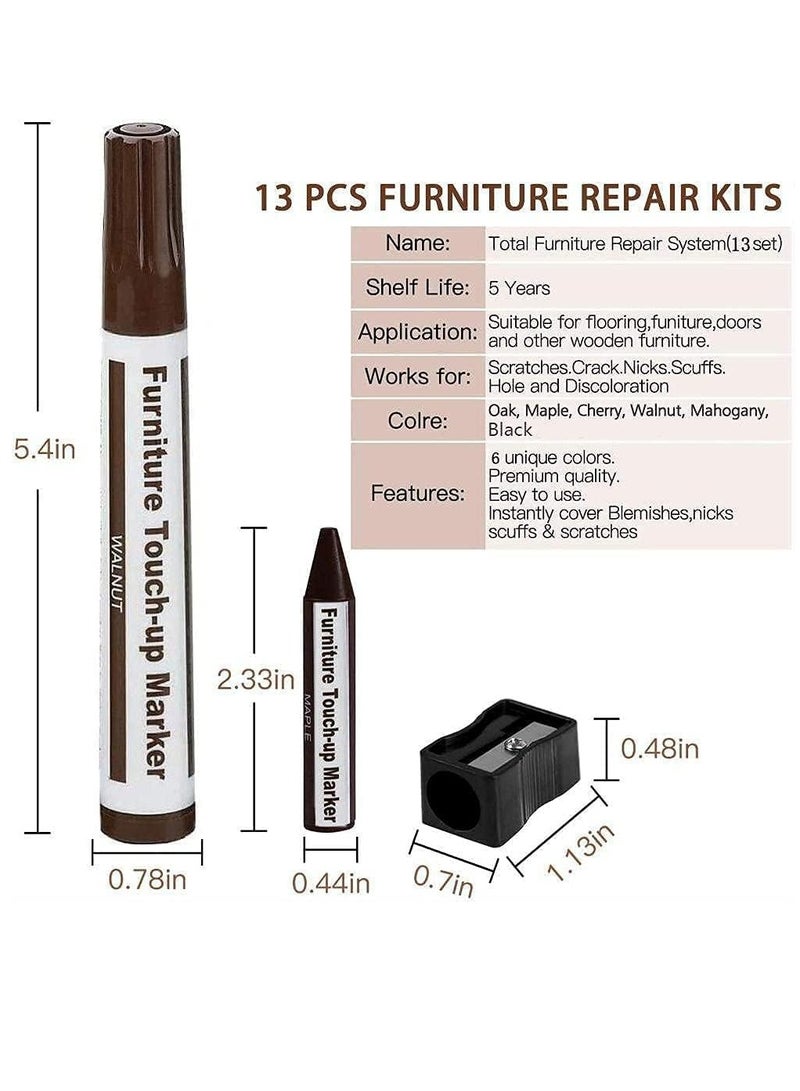 مجموعة إصلاح الأثاث، أقلام تحديد خشبية، أعواد شمع، مجموعة من 21 قلم تحديد وعصي شمع مع طقم مبراة لإصلاح الأثاث، خدوش الأرضيات، مجموعة نظام إصلاح الرتوش، حزمة استعادة الخشب - Image 5