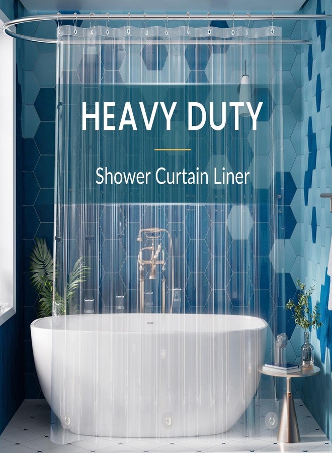 Titanker Clear Shower Curtain Liner, Premium PEVA Shower Liner Heavy Duty Waterproof Shower Curtains for Bathroom with Big Stones and Grommets, 72x72 Inches - Image 1