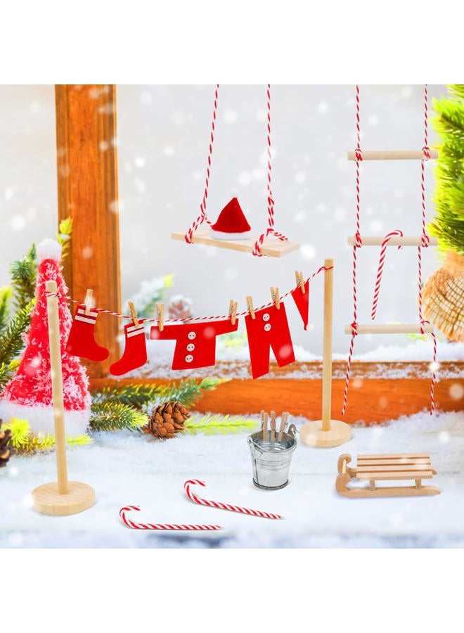 BEIREG Elf Clothes and Accessories - 42pcs Christmas Elf Clothes Accessories Set Include Clothes Balloons Ladder Swing and Mini Props Christmas DIY Craft Gift for Kids - Image 5