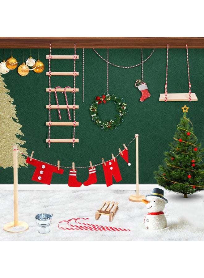 BEIREG Elf Clothes and Accessories - 42pcs Christmas Elf Clothes Accessories Set Include Clothes Balloons Ladder Swing and Mini Props Christmas DIY Craft Gift for Kids - Image 4