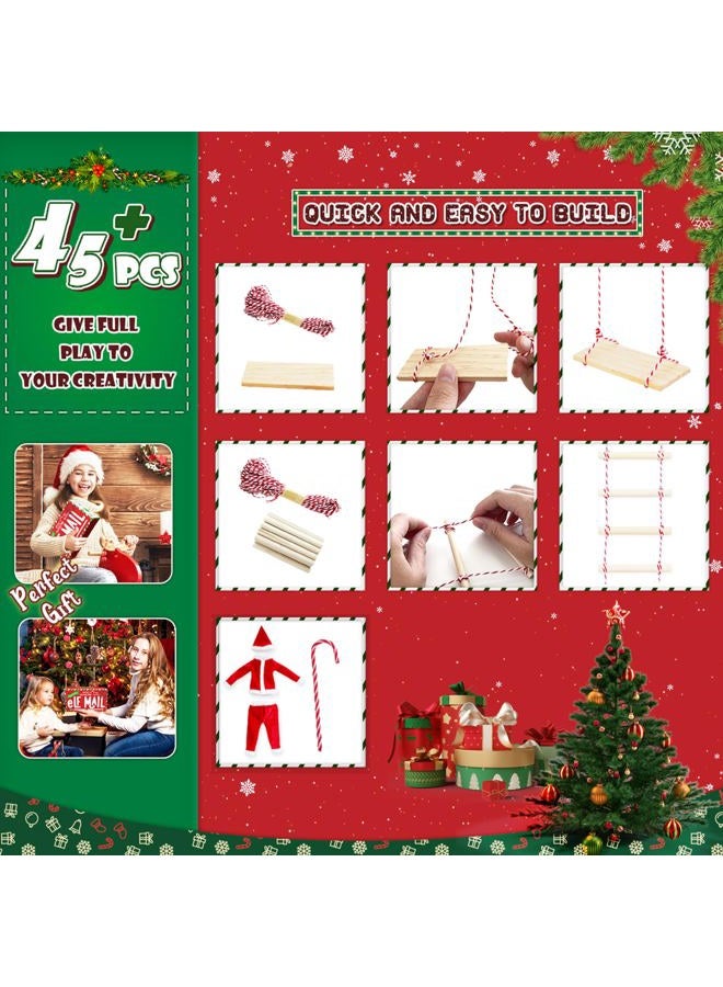 BEIREG Elf Clothes and Accessories - 42pcs Christmas Elf Clothes Accessories Set Include Clothes Balloons Ladder Swing and Mini Props Christmas DIY Craft Gift for Kids - Image 3