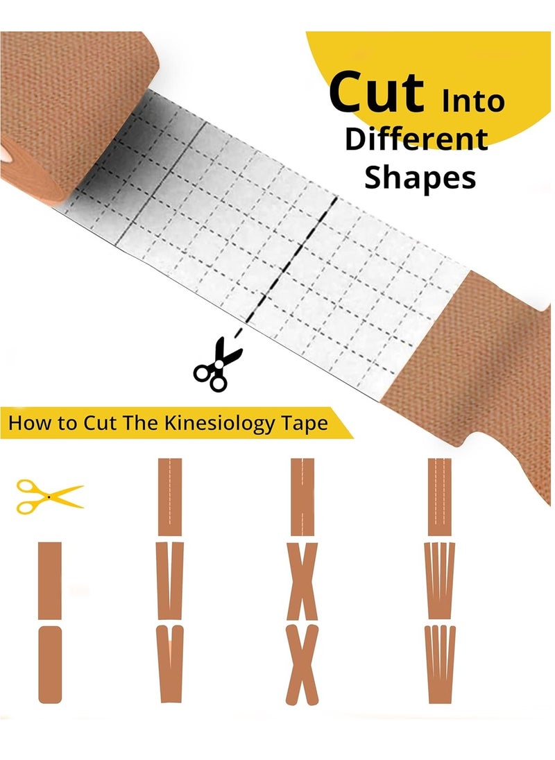 RIGID FITNESS Kinesiology Tape x2 Pcs - Sweatproof Kinesio Tapes with Strong Japanese Adhesion - Reduces Muscle Pain, Eases Joint Inflammation, Improves Blood Flow - 5cm x 5 Meters (Beige)  - Image 4