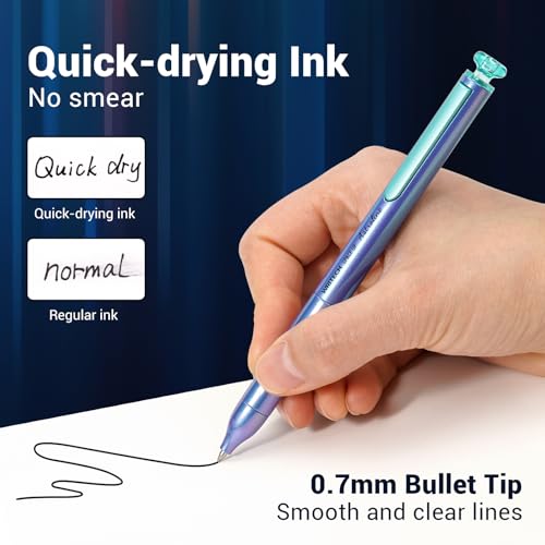 WRITECH Gel Pens Black Ink: Sleek Metal Barrel Pen Fine Point 0.7mm Retractable 3ct No Smear Quick Dry Smooth Writing Silent Clicker Space Up Astroline - Image 4