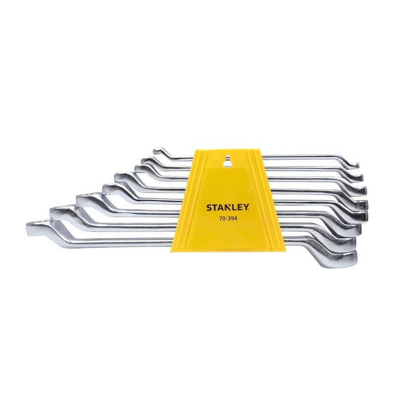 Stanley STANLEY 70394E 8piece Matte Finish Chrome Vanadium Steel Shallow Offset BIHEX Ring Spanner Set with MaxiDrive System AntiSlip AntiCorrosion properties GREY  - Image 1