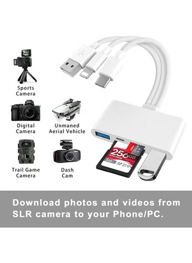 Universal Memory Card Reader, 5-in-1 ,for iPhone/iPad ,with Lightning/Type-C/USB Interface and SD/TF Card Slot USB OTG Adapter Supports SD/Micro SD/SDHC/SDXC/MMC Memory Card
