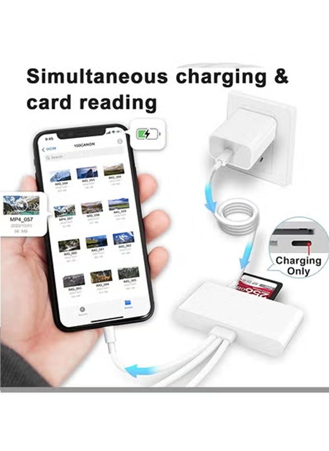 Universal Memory Card Reader, 5-in-1 ,for iPhone/iPad ,with Lightning/Type-C/USB Interface and SD/TF Card Slot USB OTG Adapter Supports SD/Micro SD/SDHC/SDXC/MMC Memory Card