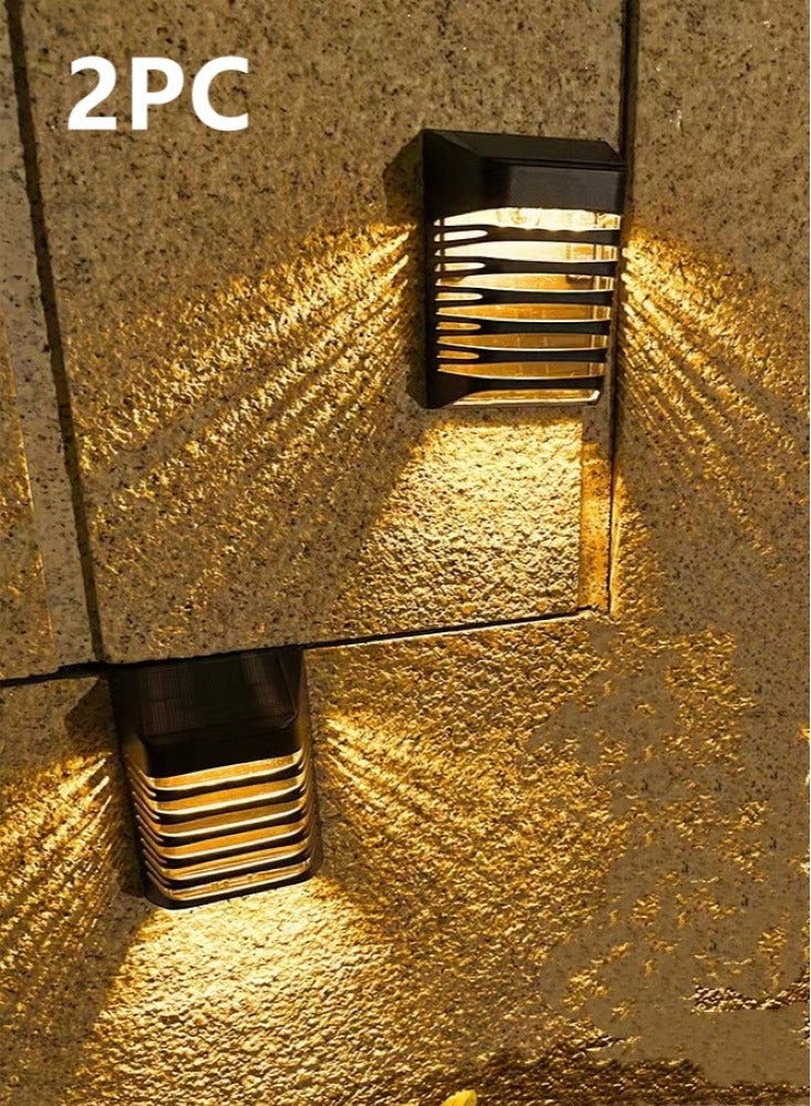 كوتيس 2 قطعة LED مصباح يعمل بالطاقة الشمسية إضاءة LED ABS / PS أسود 9x5.3x12 سم  - Image 1