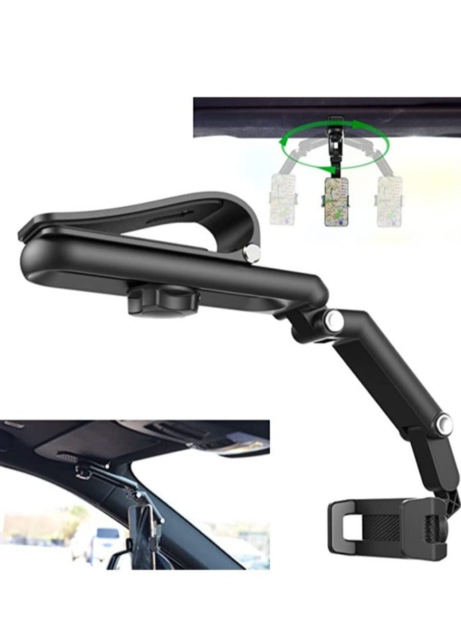 Sun Visor Car Cell Phone Holder, HiYi Universal 360 Rotating Car Mount Support Clip Bracket，Multifunctional Clip Car Phone Mount Compatible for All Smartphones GPS (GrEy) - Image 1