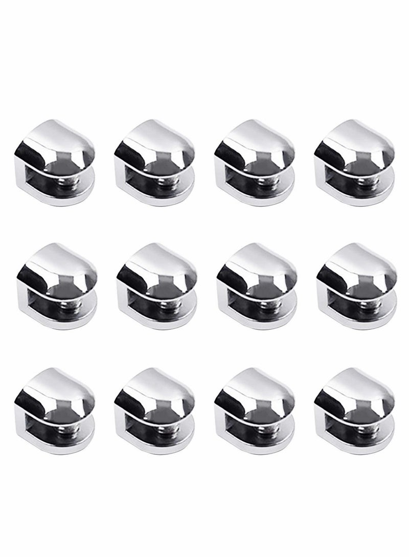 12pcs Adjustable Zinc Alloy Glass Clip Shelf Clamp Holder for Staircase Handrail Balustrades Polished Glazing - Image 1
