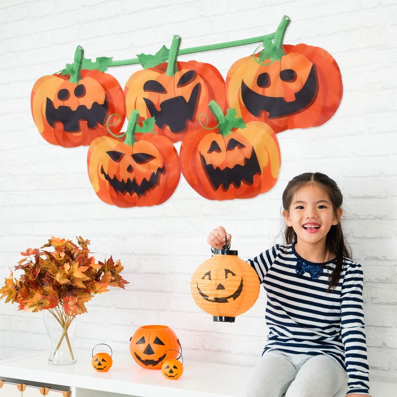 BOAO Intra-city fast distribution Halloween Pumpkin Bunting 59 Inches Pumpkin Bunting Flag Banner Funny Pumpkin Flag for Party, Outdoors (1 Piece) Stable local goods source - Image 4