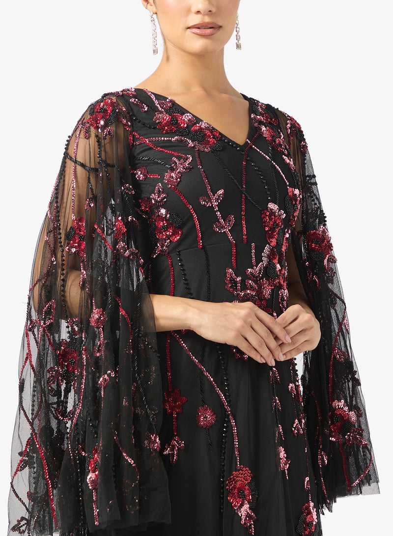 فروك اند فرل فستان ماكسي مزين بتفاصيل شبكية - Image 3