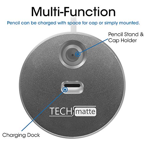 TechMatte Charging Stand Compatible with Apple Pencil 1st Generation- Premium Aluminum Charging Dock with Built-in Charging Cable (5feet) - Image 2