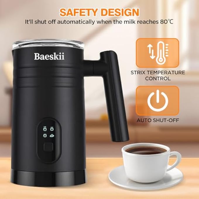 Baeskii Milk Frother 4In1 Electric Milk Steamer Automatic Hot And Cold Foam Maker And Milk Warmer For Latte Cappuccinos Macchiato 400W 2025 Newest Black - Image 5