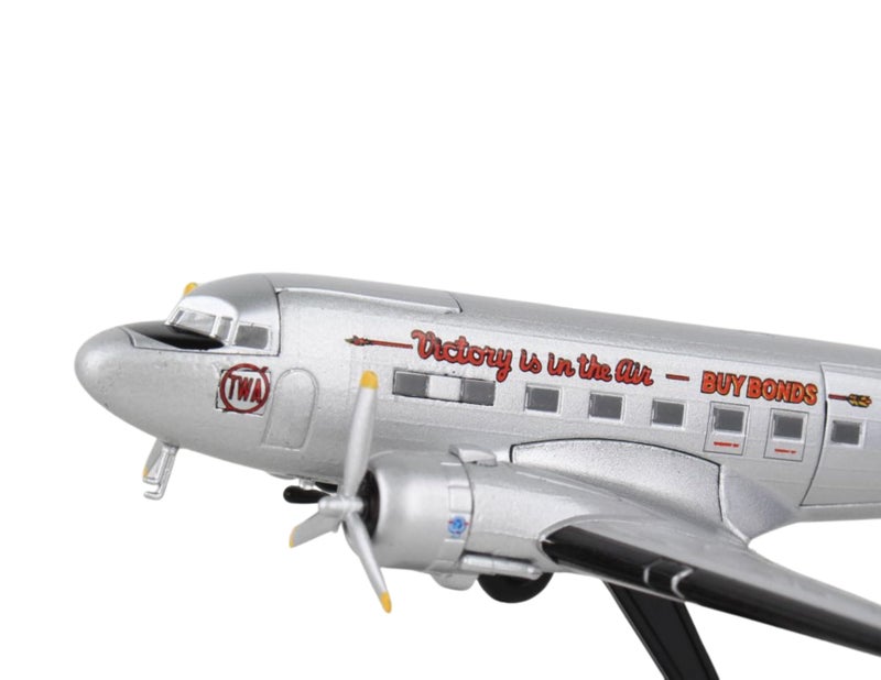 Daron Postage Stamp Douglas DC-3 TWA 1/144 Scale Silver - Image 3