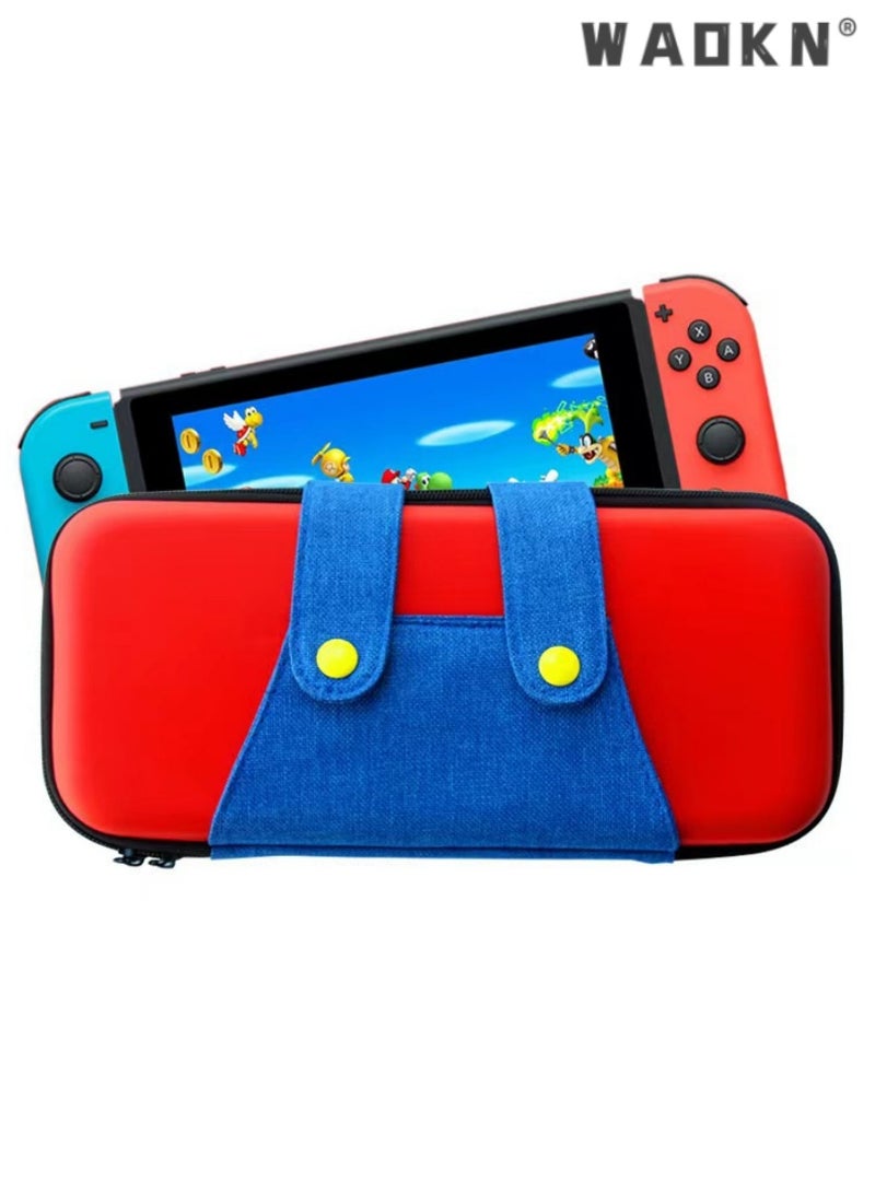 WAOKN Nintendo Switch OLED Carrying Case - Vibrant Red and Blue Protective Storage Bag with Secure Compartments for Console, Controllers, and Accessories, Ideal for Travel and Daily Use  - Image 3