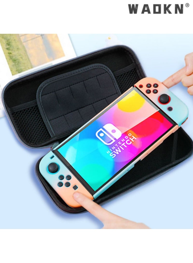 WAOKN Nintendo Switch OLED Carrying Case - Vibrant Red and Blue Protective Storage Bag with Secure Compartments for Console, Controllers, and Accessories, Ideal for Travel and Daily Use  - Image 5