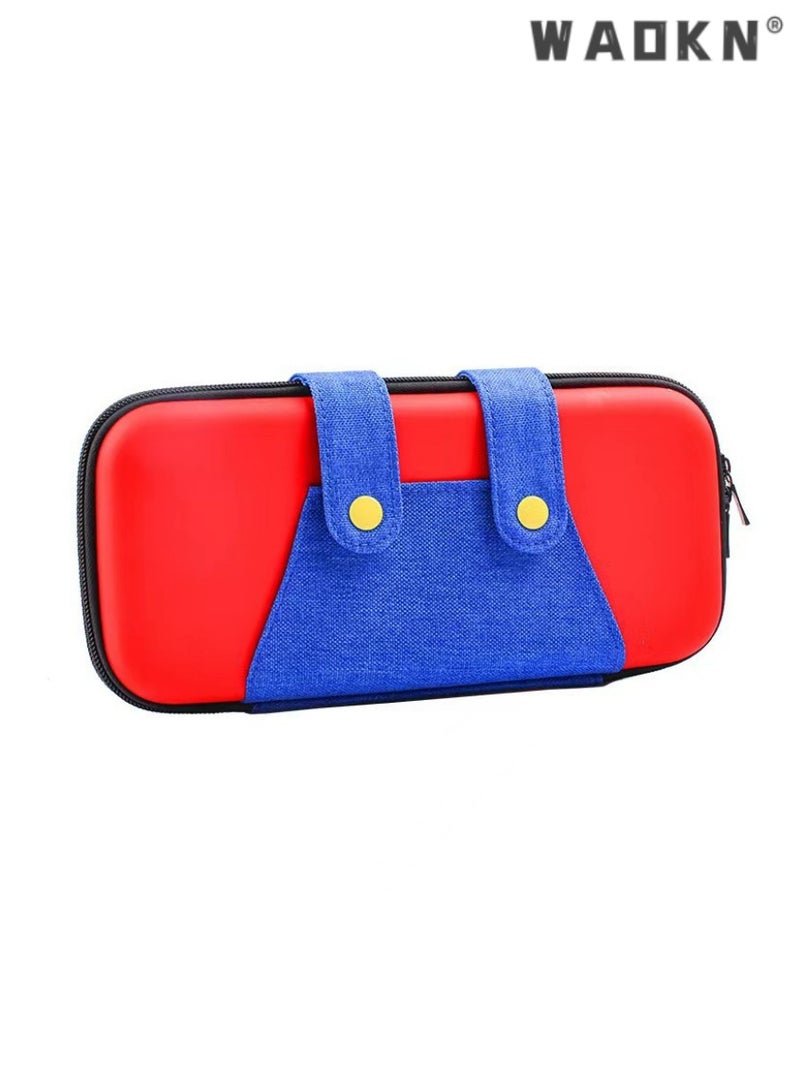 WAOKN Nintendo Switch OLED Carrying Case - Vibrant Red and Blue Protective Storage Bag with Secure Compartments for Console, Controllers, and Accessories, Ideal for Travel and Daily Use  - Image 2