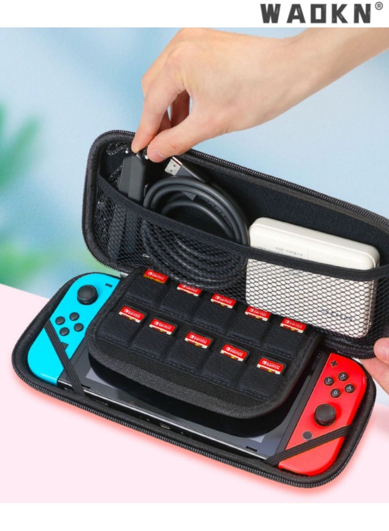 WAOKN Nintendo Switch OLED Carrying Case - Vibrant Red and Blue Protective Storage Bag with Secure Compartments for Console, Controllers, and Accessories, Ideal for Travel and Daily Use  - Image 4