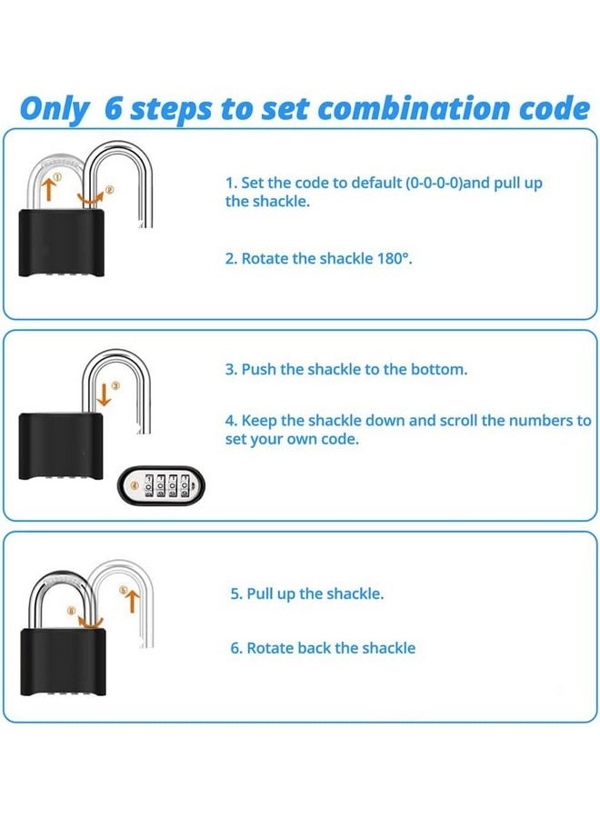 Beauenty Combination Lock, Set Your Own Combination Lock, Indoor and Outdoor Padlock, Weatherproof Code Lock, 4 Digit Combination Padlock for School Gym Sports Locker, Fence, Toolbox, Case ,Black - Image 3