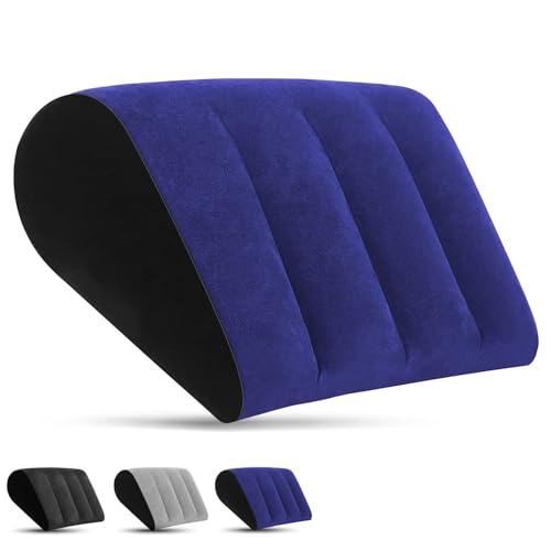 LuxoCare Inflatable Bed Wedge Pillow for Traveling – Portable Inflatable Cushion for Sleeping in Bed, Leg Elevation & Back Support, Quick Inflate Camping Pillow, Home & Airplane Use(Blue) - Image 1