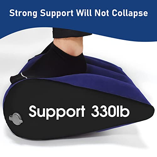 LuxoCare Inflatable Bed Wedge Pillow for Traveling – Portable Inflatable Cushion for Sleeping in Bed, Leg Elevation & Back Support, Quick Inflate Camping Pillow, Home & Airplane Use(Blue) - Image 5