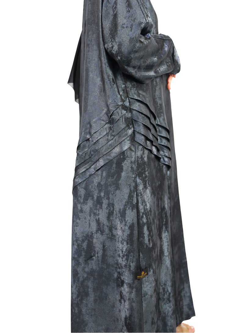 THE MODEST FACTORY Elegant Kimono Self Textured Abaya - Image 3