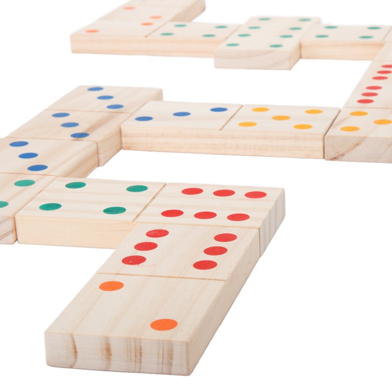 HEY PLAY Giant Wooden Dominoes Game Set 28 Piece 80WD0013 - Image 2