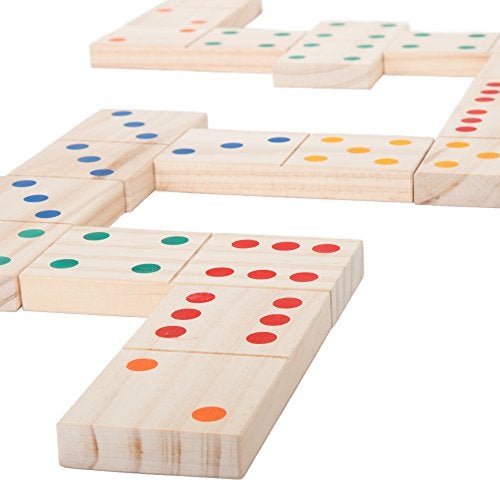 HEY PLAY Giant Wooden Dominoes Game Set 28 Piece 80WD0013 - Image 1